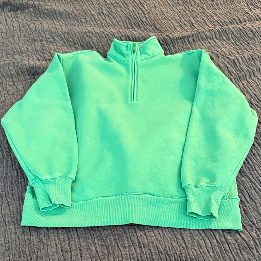 Aritzia Boyfriend fit Green Quarter-Zip Sweatshirt